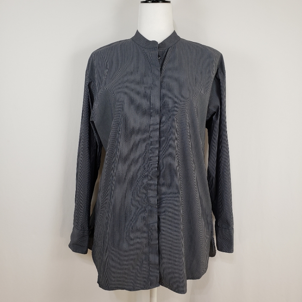 HALOGEN Striped Button Shirt/Tunic